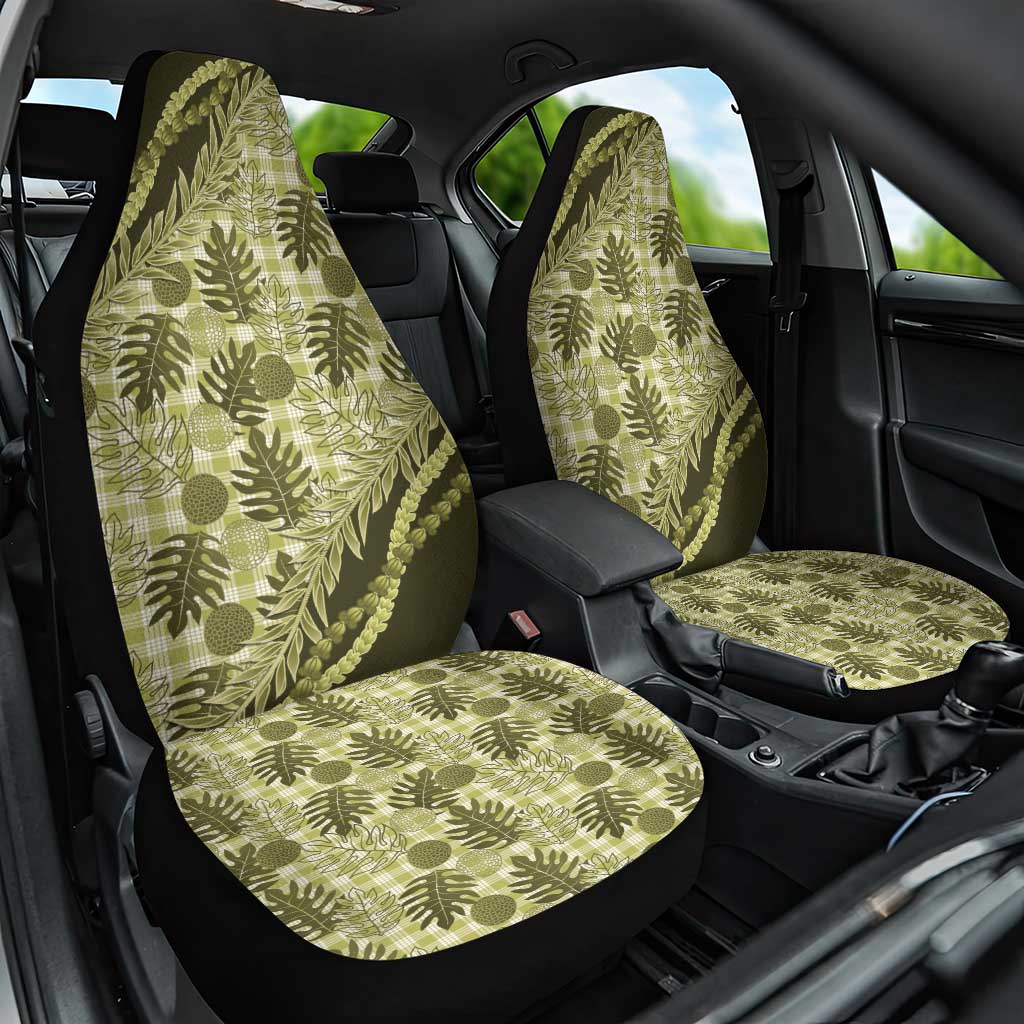 Hawaii Breadfruit Palaka Car Seat Cover Omaomao Maile Lei - Polynesian Pride
