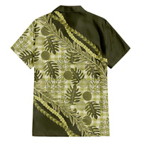 Hawaii Breadfruit Palaka Family Matching Off The Shoulder Long Sleeve Dress and Hawaiian Shirt Omaomao Maile Lei LT9 - Polynesian Pride