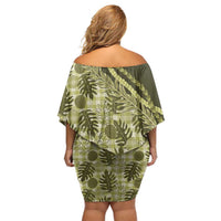 Hawaii Breadfruit Palaka Family Matching Off Shoulder Short Dress and Hawaiian Shirt Omaomao Maile Lei LT9 - Polynesian Pride