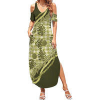Hawaii Breadfruit Palaka Family Matching Summer Maxi Dress and Hawaiian Shirt Omaomao Maile Lei - Polynesian Pride