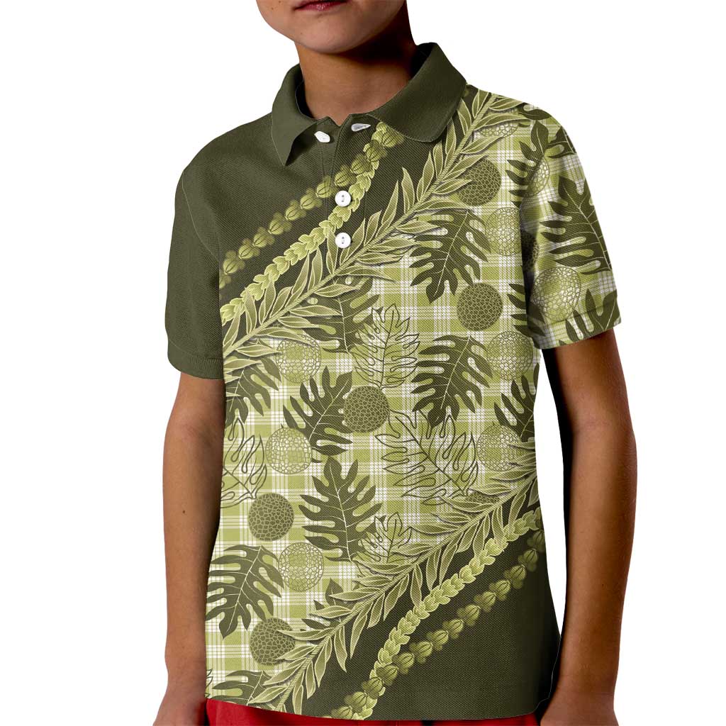 Hawaii Breadfruit Palaka Kid Polo Shirt Omaomao Maile Lei - Polynesian Pride