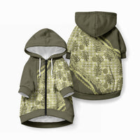 Hawaii Breadfruit Palaka Pet Hoodie Omaomao Maile Lei LT9 Zip-up Green - Polynesian Pride