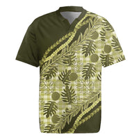 Hawaii Breadfruit Palaka Rugby Jersey Omaomao Maile Lei - Polynesian Pride