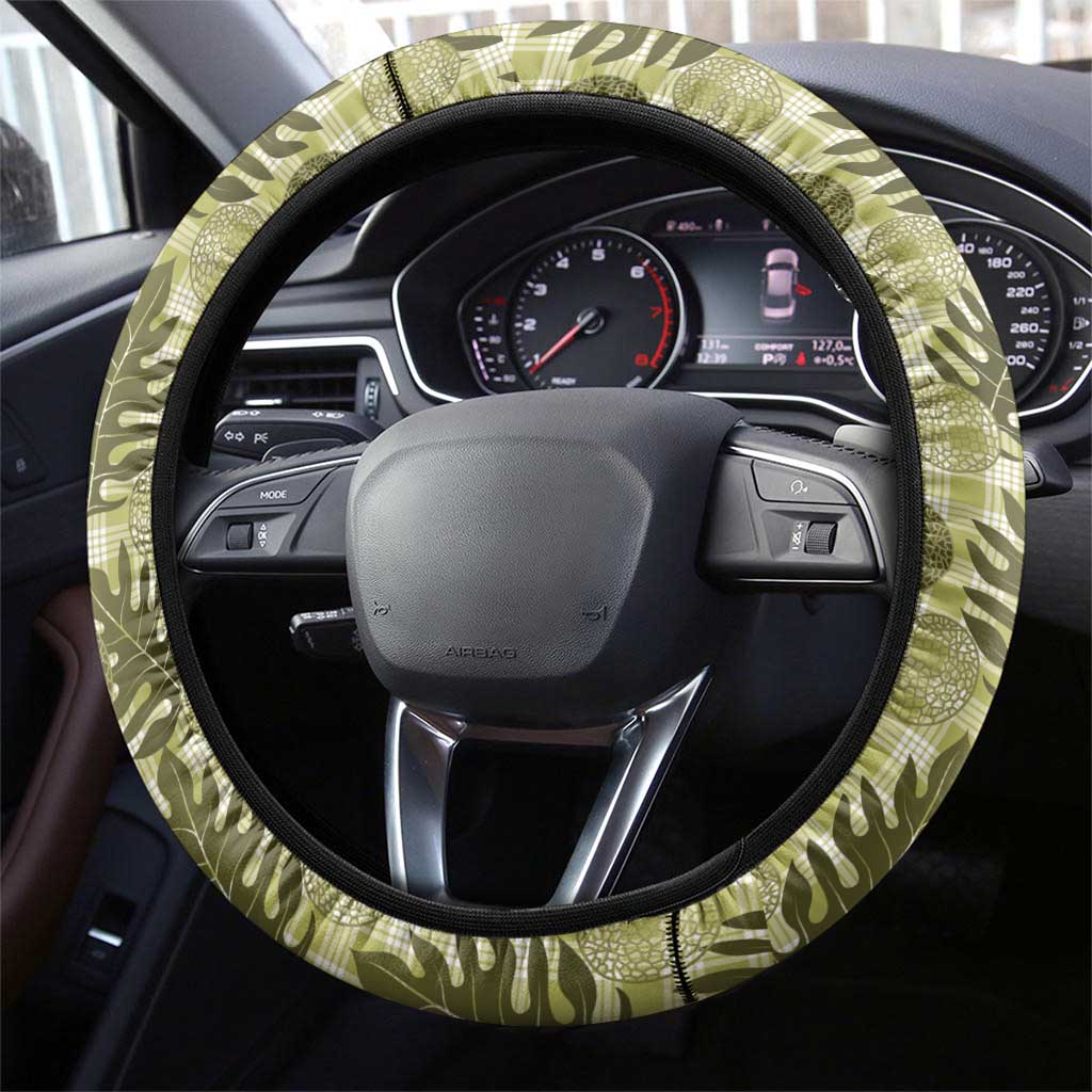 Hawaii Breadfruit Palaka Steering Wheel Cover Omaomao Maile Lei - Polynesian Pride
