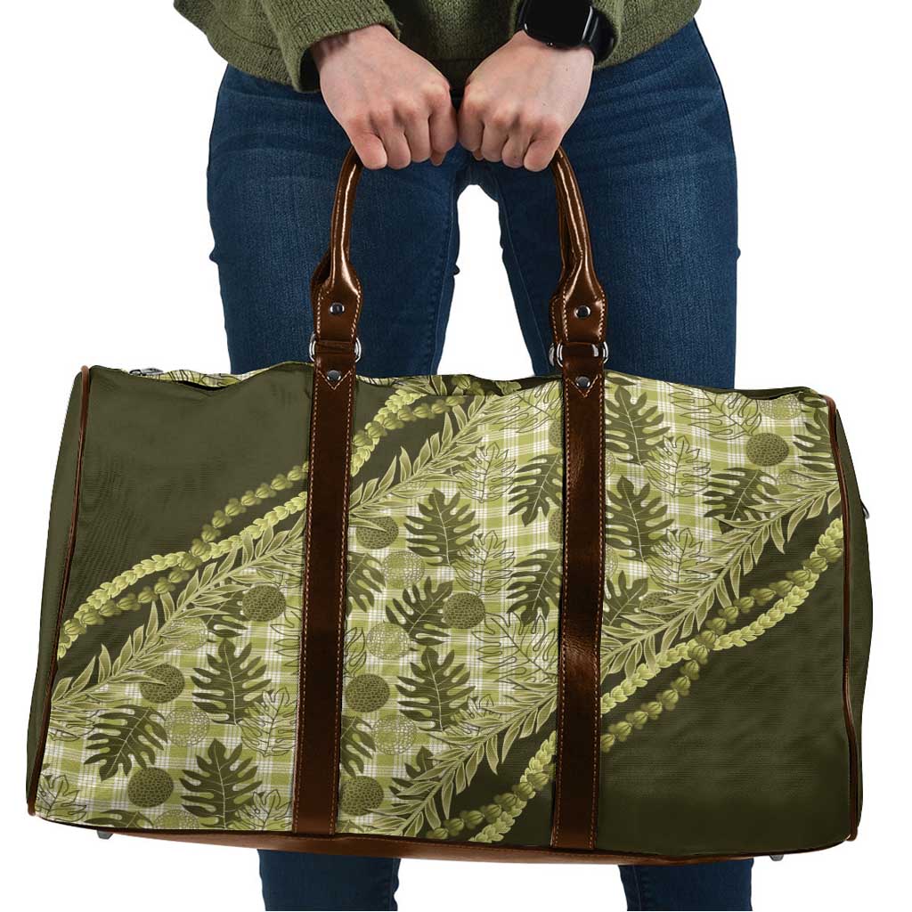 Hawaii Breadfruit Palaka Travel Bag Omaomao Maile Lei - Polynesian Pride