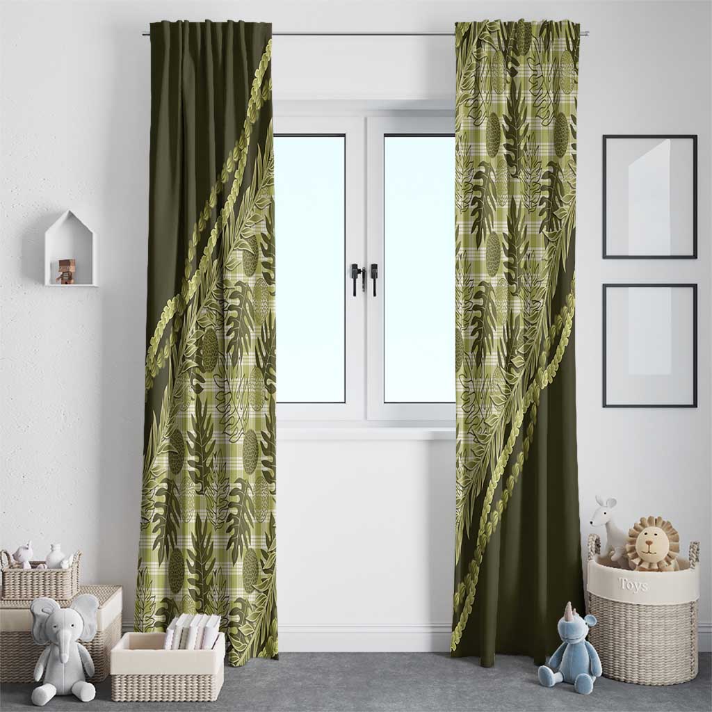 Hawaii Breadfruit Palaka Window Curtain Omaomao Maile Lei - Polynesian Pride
