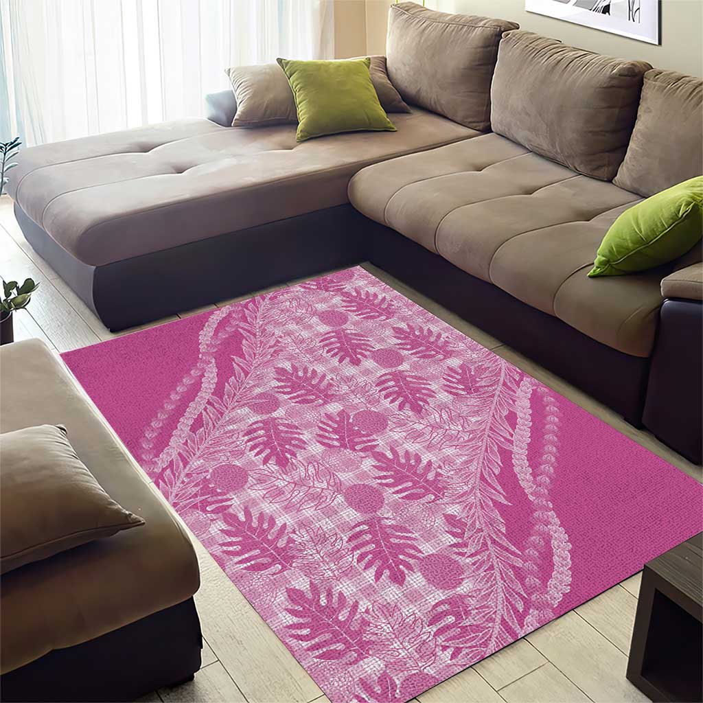 Hawaii Breadfruit Palaka Area Rug Omaomao Ulaula Maile Lei - Polynesian Pride