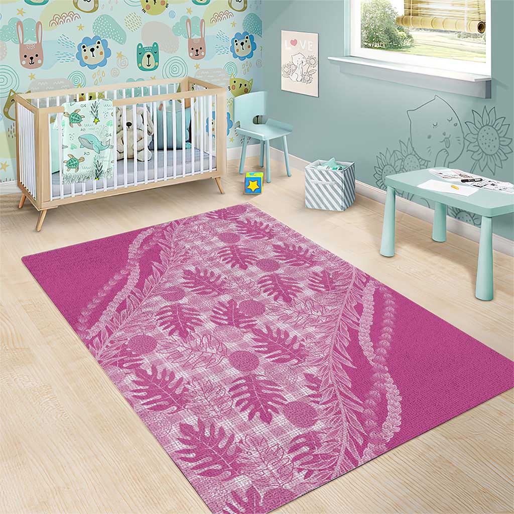 Hawaii Breadfruit Palaka Area Rug Omaomao Ulaula Maile Lei - Polynesian Pride