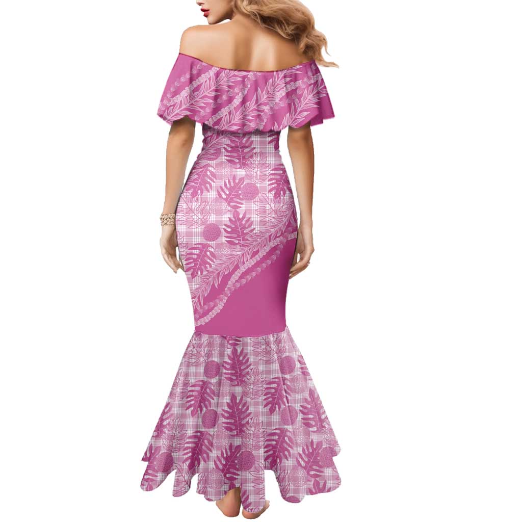 Hawaii Breadfruit Palaka Family Matching Mermaid Dress and Hawaiian Shirt Omaomao Ulaula Maile Lei LT9 - Polynesian Pride