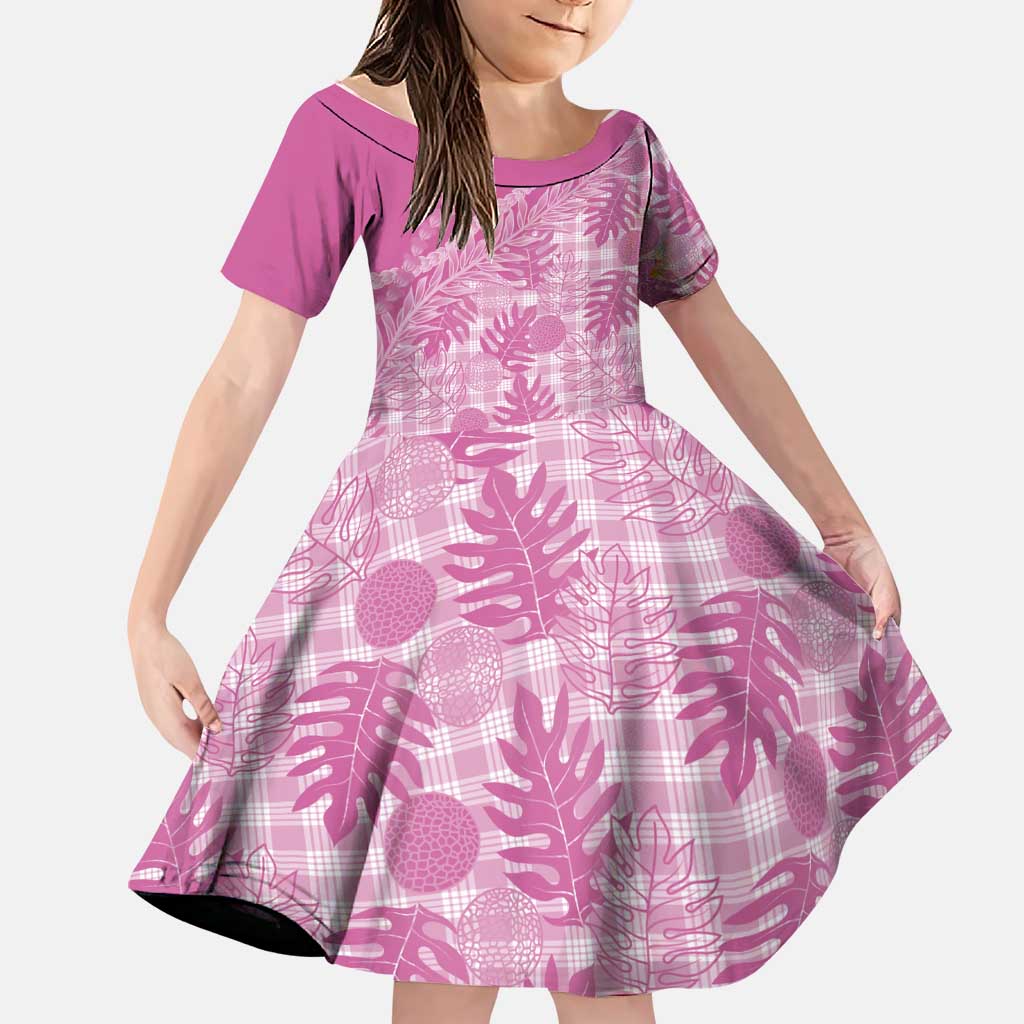 Hawaii Breadfruit Palaka Family Matching Off Shoulder Short Dress and Hawaiian Shirt Omaomao Ulaula Maile Lei - Polynesian Pride