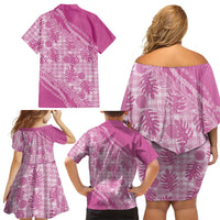 Hawaii Breadfruit Palaka Family Matching Off Shoulder Short Dress and Hawaiian Shirt Omaomao Ulaula Maile Lei - Polynesian Pride