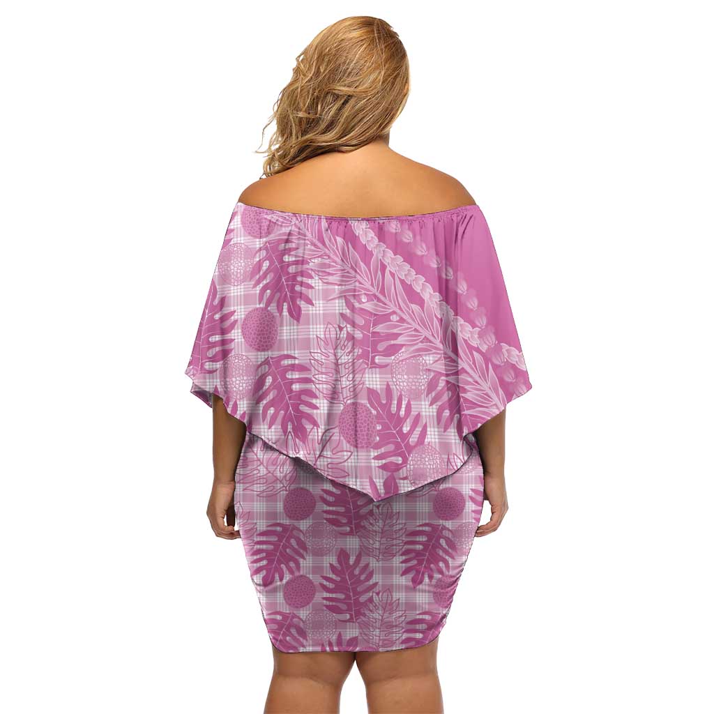Hawaii Breadfruit Palaka Family Matching Off Shoulder Short Dress and Hawaiian Shirt Omaomao Ulaula Maile Lei - Polynesian Pride
