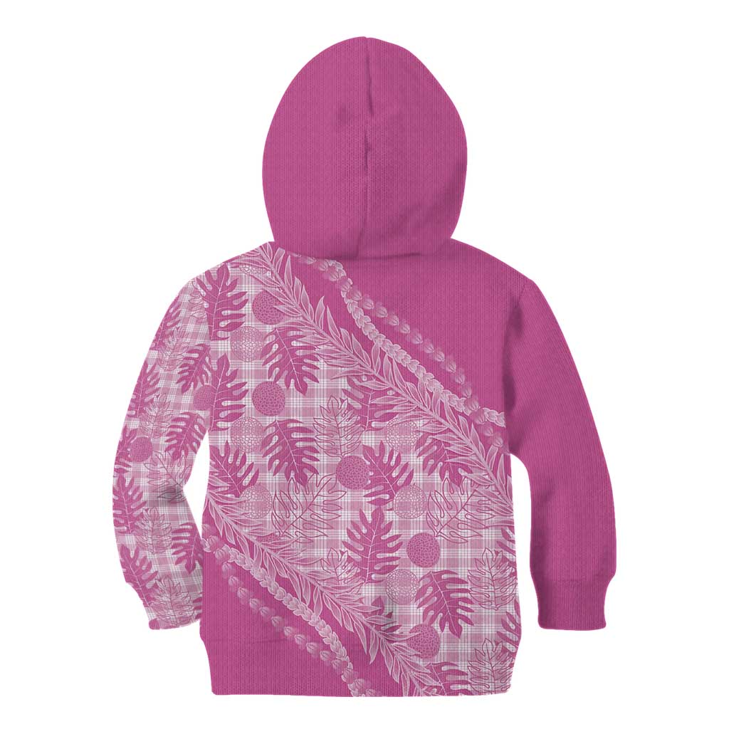 Hawaii Breadfruit Palaka Kid Hoodie Omaomao Ulaula Maile Lei - Polynesian Pride