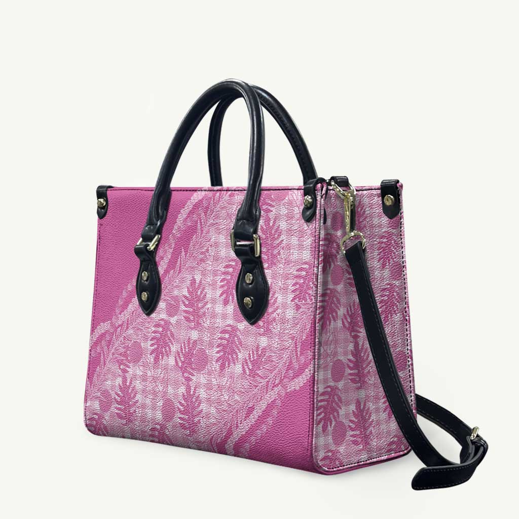 Hawaii Breadfruit Palaka Leather Bag Omaomao Ulaula Maile Lei - Polynesian Pride