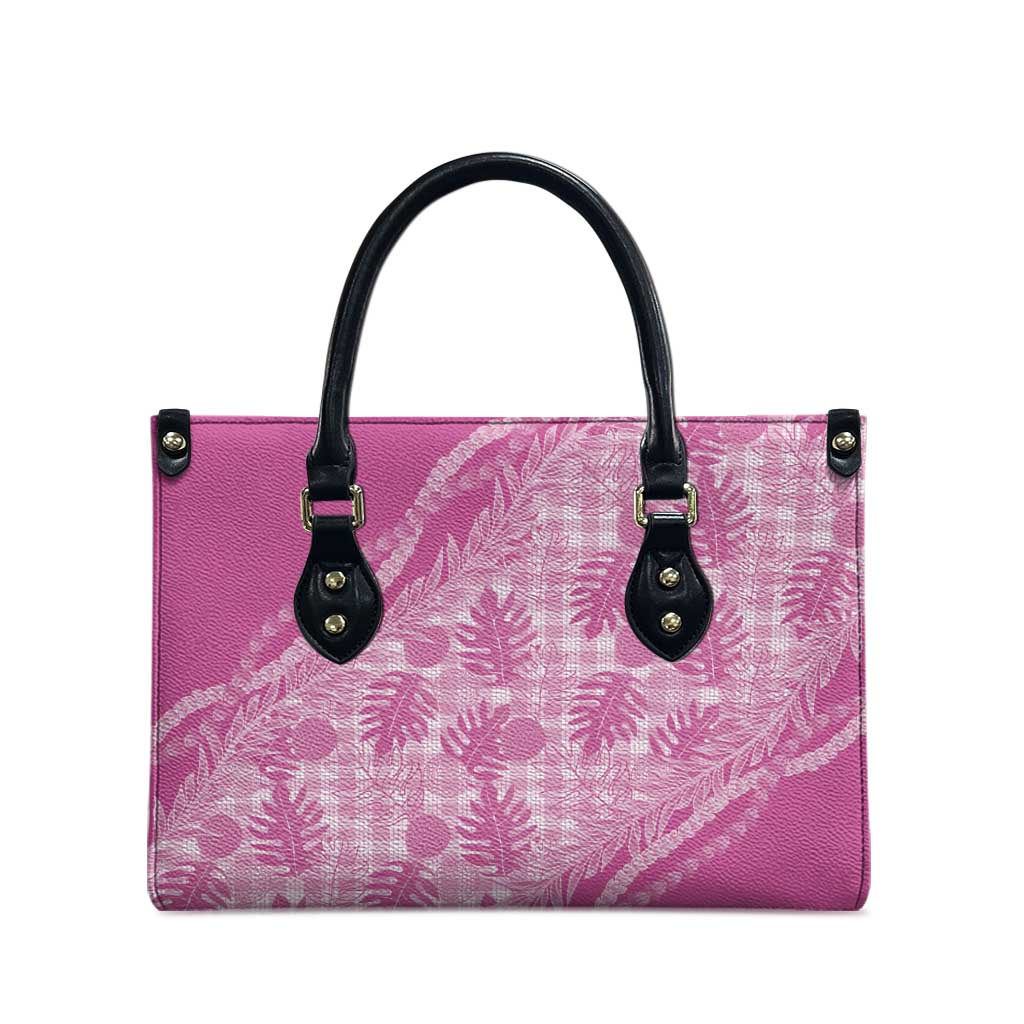 Hawaii Breadfruit Palaka Leather Bag Omaomao Ulaula Maile Lei - Polynesian Pride