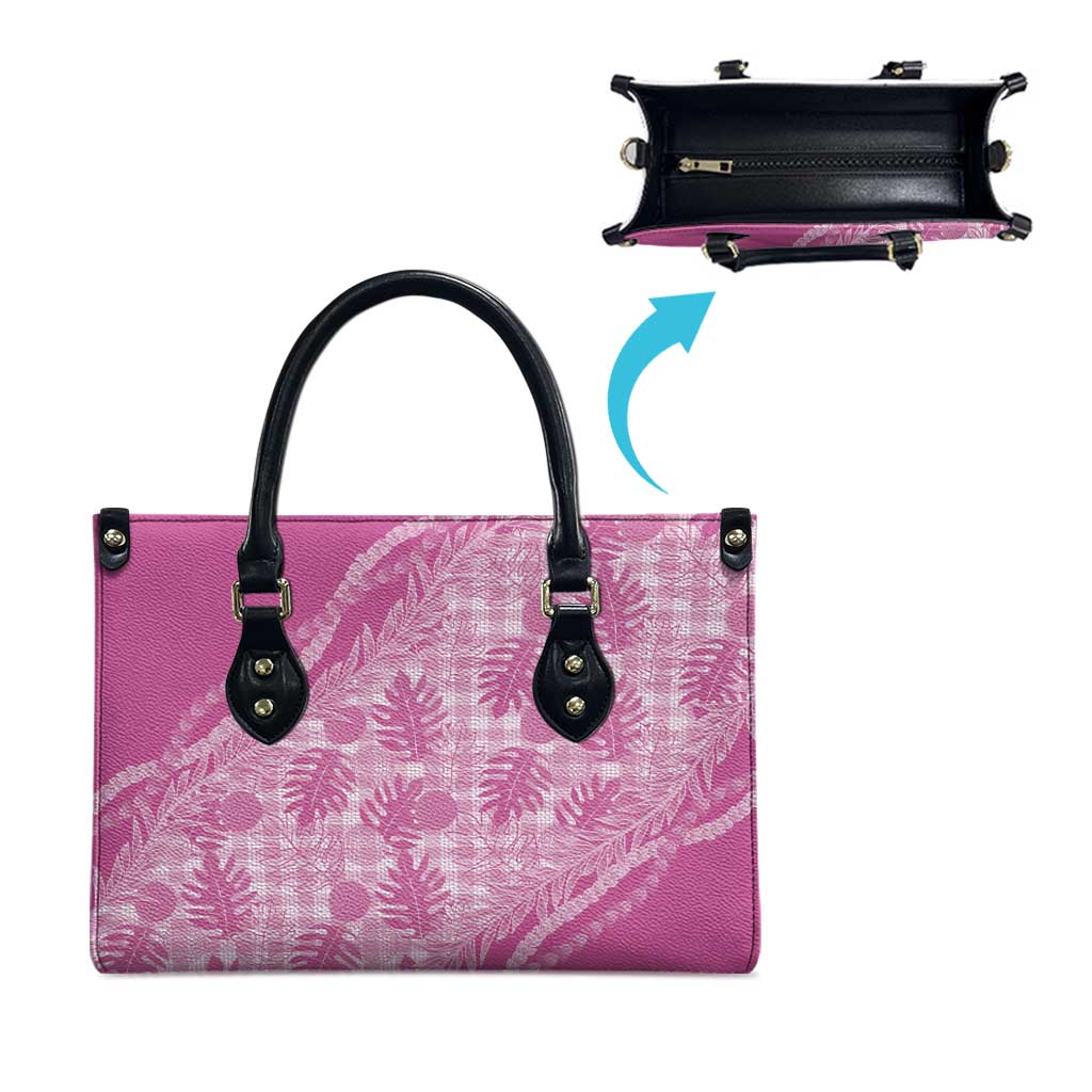 Hawaii Breadfruit Palaka Leather Bag Omaomao Ulaula Maile Lei - Polynesian Pride