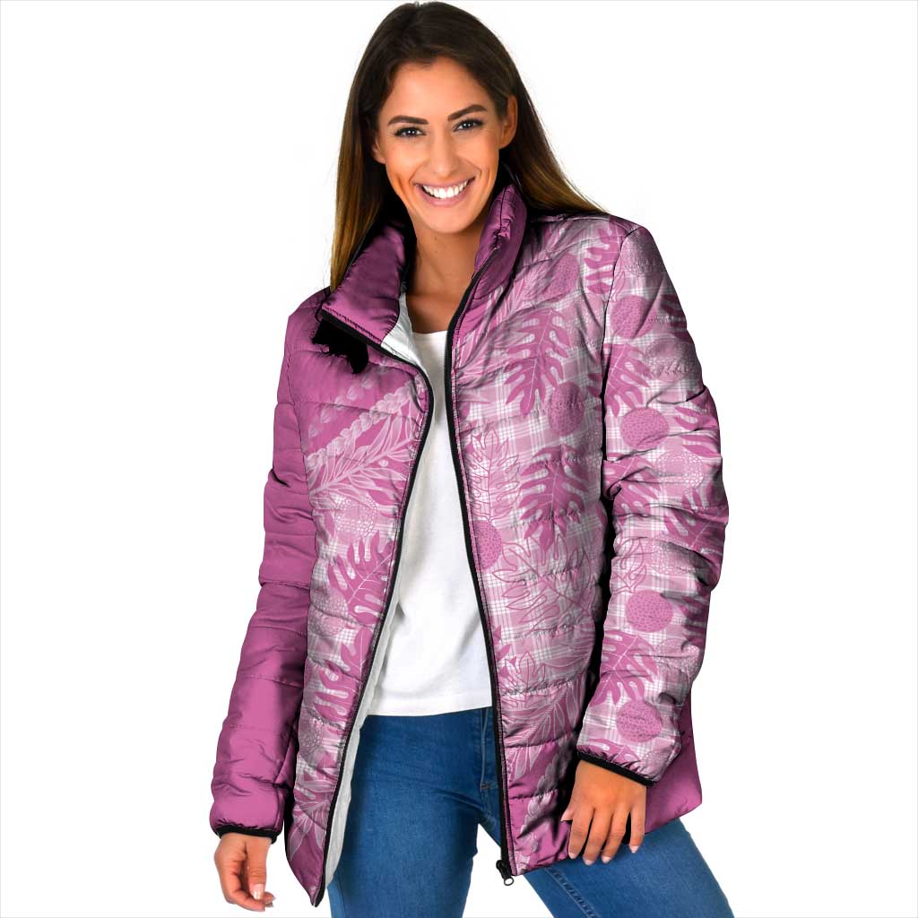 Hawaii Breadfruit Palaka Padded Jacket Omaomao Ulaula Maile Lei - Polynesian Pride