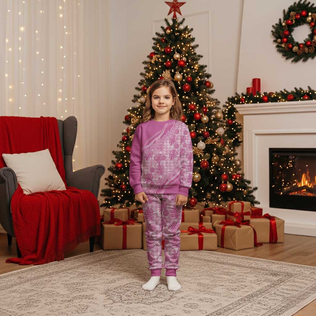 Hawaii Breadfruit Palaka Christmas Pajama Set Omaomao Ulaula Maile Lei - Polynesian Pride