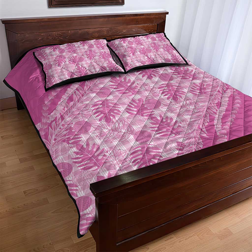 Hawaii Breadfruit Palaka Quilt Bed Set Omaomao Ulaula Maile Lei - Polynesian Pride