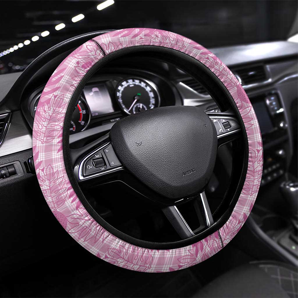 Hawaii Breadfruit Palaka Steering Wheel Cover Omaomao Ulaula Maile Lei - Polynesian Pride
