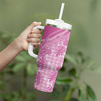 Hawaii Breadfruit Palaka Tumbler With Handle Omaomao Ulaula Maile Lei - Polynesian Pride