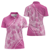 Hawaii Breadfruit Palaka Women Polo Shirt Omaomao Ulaula Maile Lei - Polynesian Pride