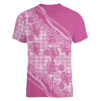 Hawaii Breadfruit Palaka Women V-Neck T-Shirt Omaomao Ulaula Maile Lei - Polynesian Pride