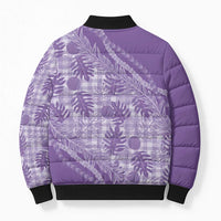 Hawaii Breadfruit Palaka Bomber Puffer Jacket Poni Maile Lei - Polynesian Pride