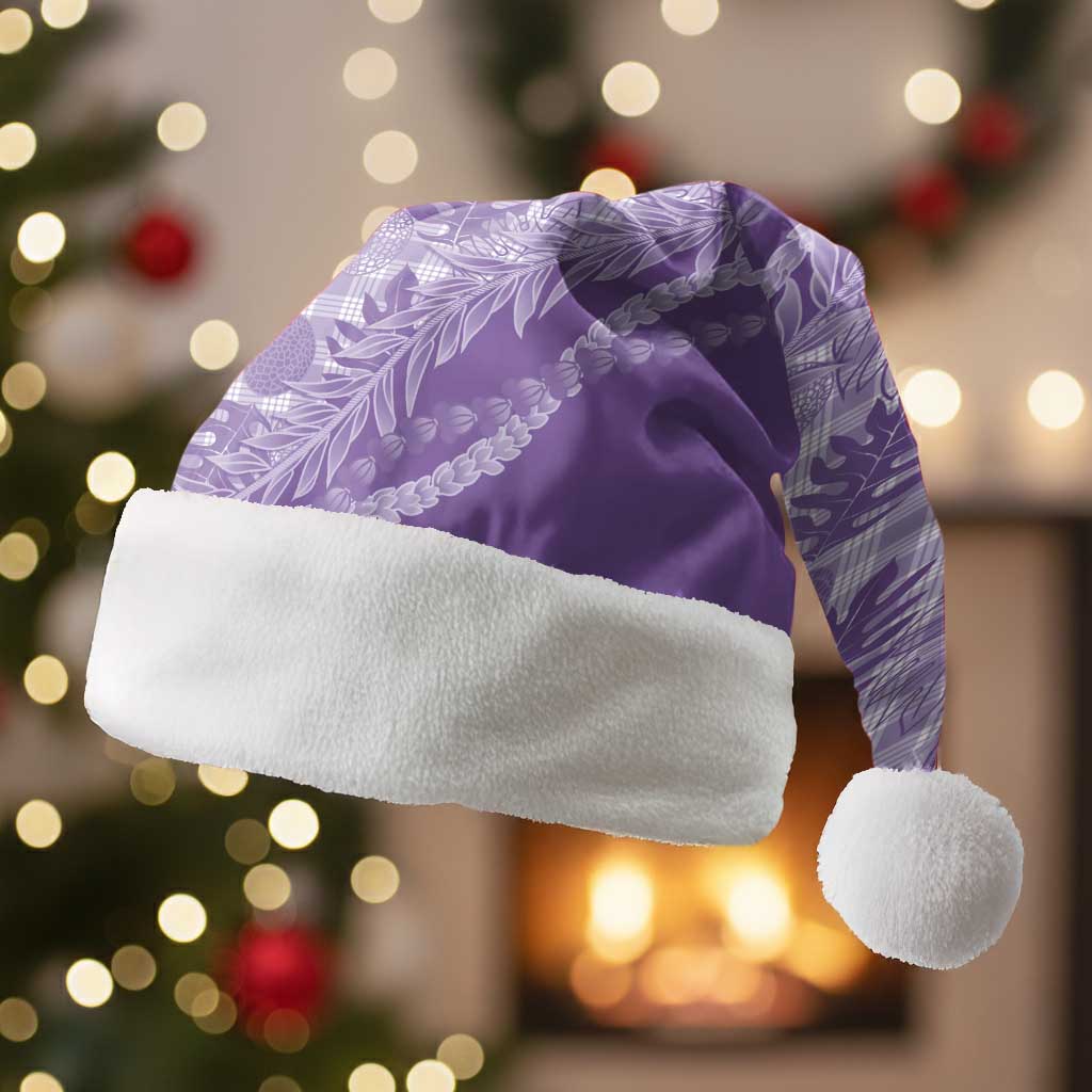 Hawaii Breadfruit Palaka Christmas Santa Hat Poni Maile Lei - Polynesian Pride