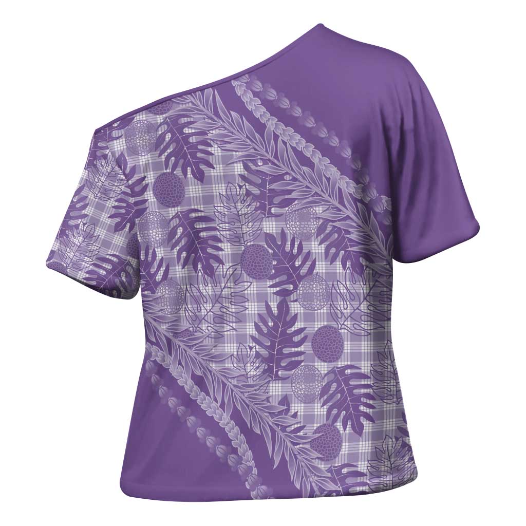 Hawaii Breadfruit Palaka Cross Shoulder Shirt Poni Maile Lei - Polynesian Pride