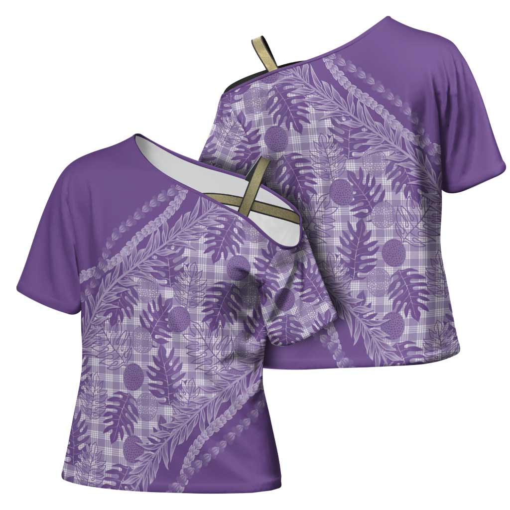 Hawaii Breadfruit Palaka Cross Shoulder Shirt Poni Maile Lei - Polynesian Pride