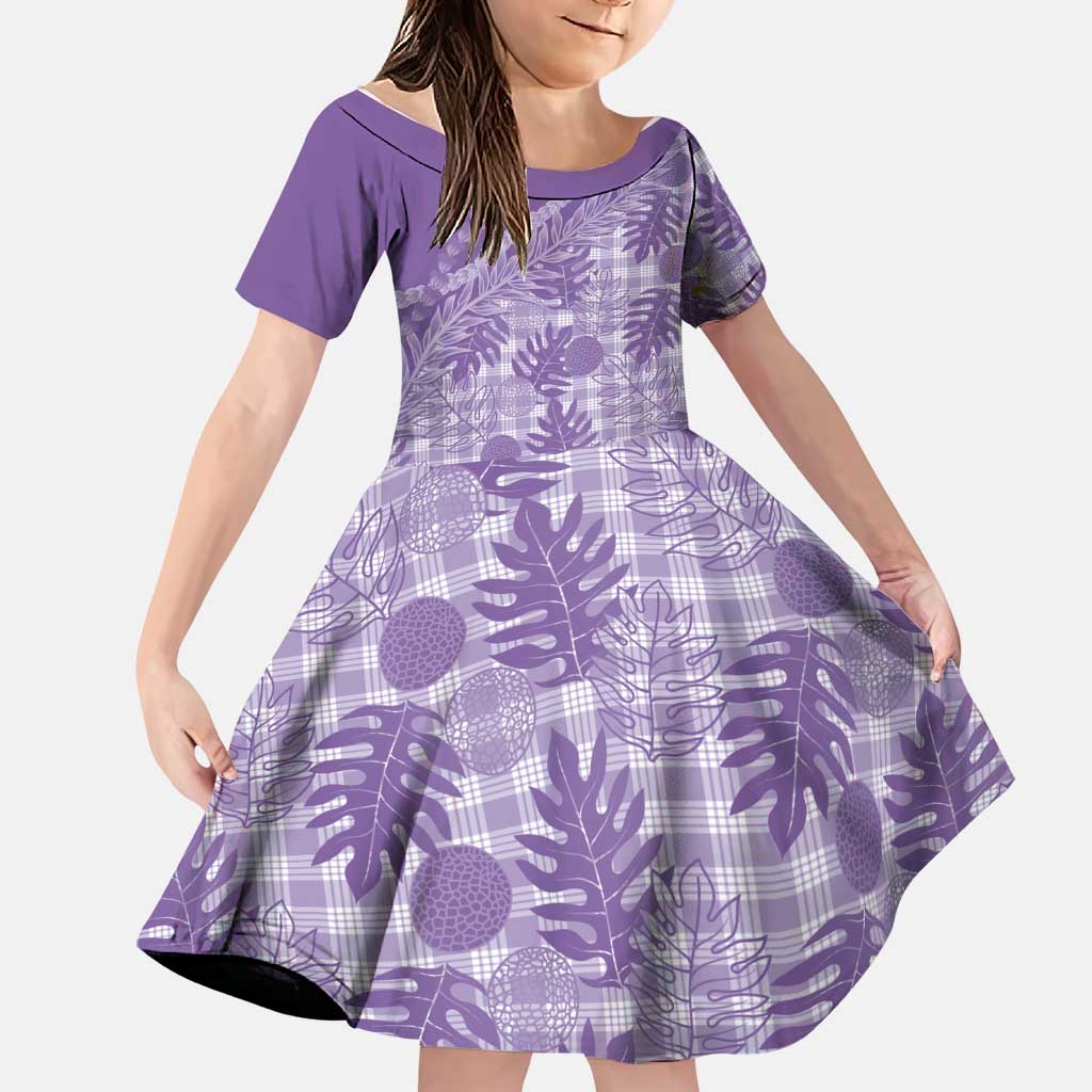 Hawaii Breadfruit Palaka Family Matching Off Shoulder Short Dress and Hawaiian Shirt Poni Maile Lei - Polynesian Pride