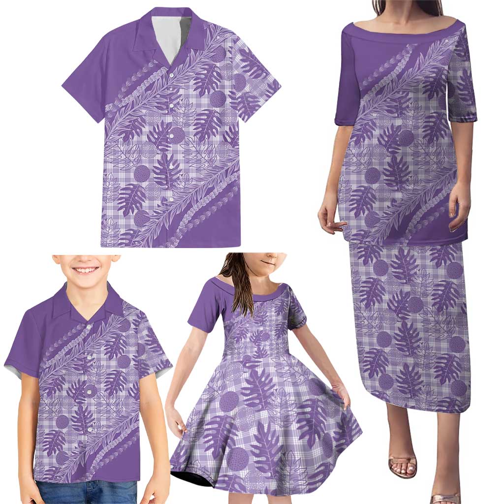 Hawaii Breadfruit Palaka Family Matching Puletasi and Hawaiian Shirt Poni Maile Lei - Polynesian Pride