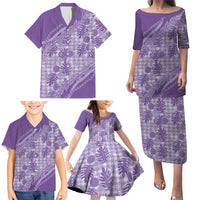 Hawaii Breadfruit Palaka Family Matching Puletasi and Hawaiian Shirt Poni Maile Lei - Polynesian Pride
