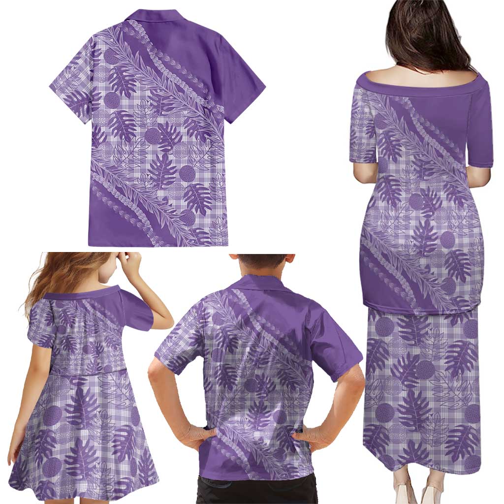 Hawaii Breadfruit Palaka Family Matching Puletasi and Hawaiian Shirt Poni Maile Lei - Polynesian Pride