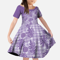 Hawaii Breadfruit Palaka Family Matching Tank Maxi Dress and Hawaiian Shirt Poni Maile Lei LT9 Daughter's Dress Purple - Polynesian Pride