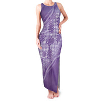 Hawaii Breadfruit Palaka Family Matching Tank Maxi Dress and Hawaiian Shirt Poni Maile Lei LT9 Mom's Dress Purple - Polynesian Pride