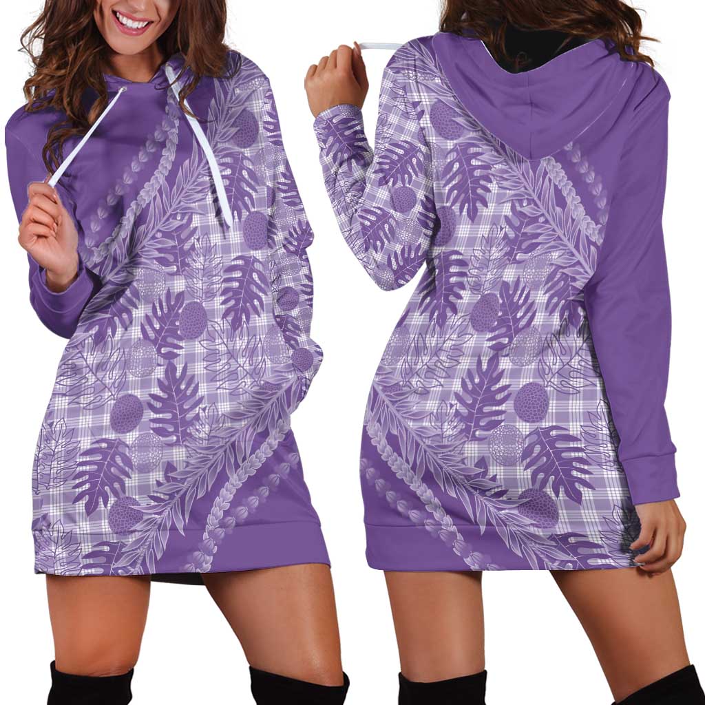 Hawaii Breadfruit Palaka Hoodie Dress Poni Maile Lei - Polynesian Pride