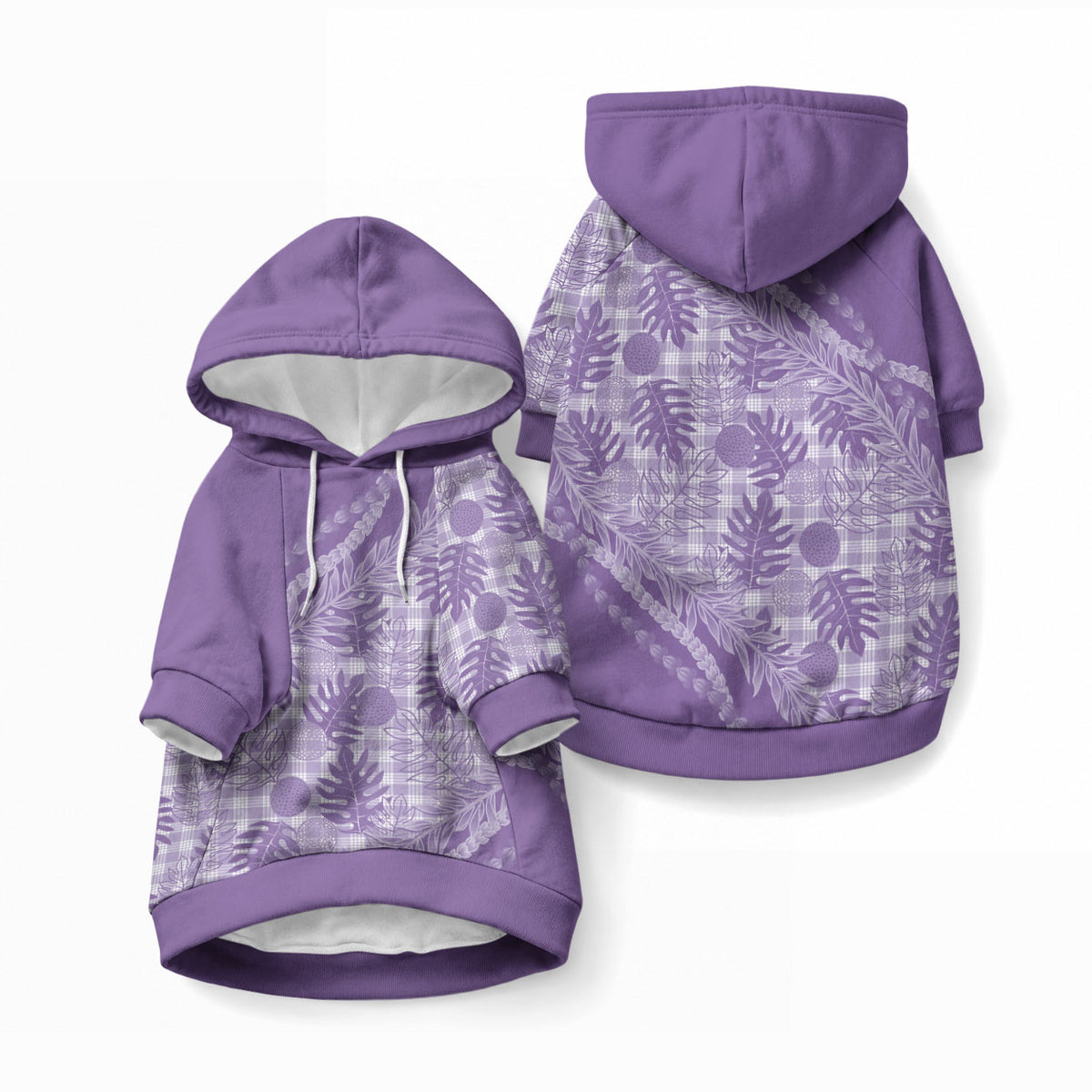 Hawaii Breadfruit Palaka Pet Hoodie Poni Maile Lei LT9 Pullover Purple - Polynesian Pride
