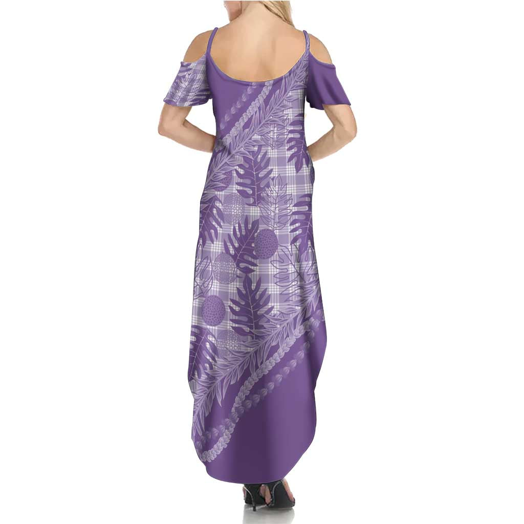 Hawaii Breadfruit Palaka Summer Maxi Dress Poni Maile Lei - Polynesian Pride