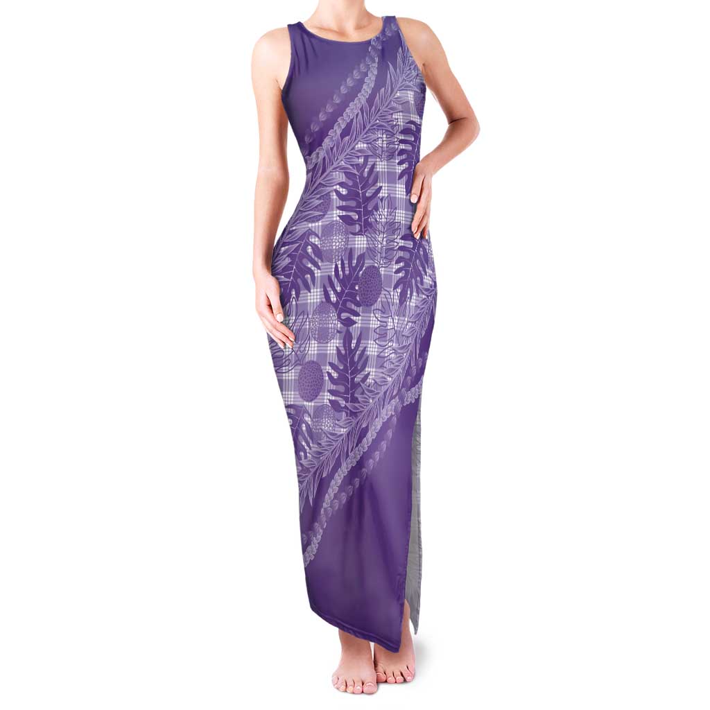 Hawaii Breadfruit Palaka Tank Maxi Dress Poni Maile Lei - Polynesian Pride