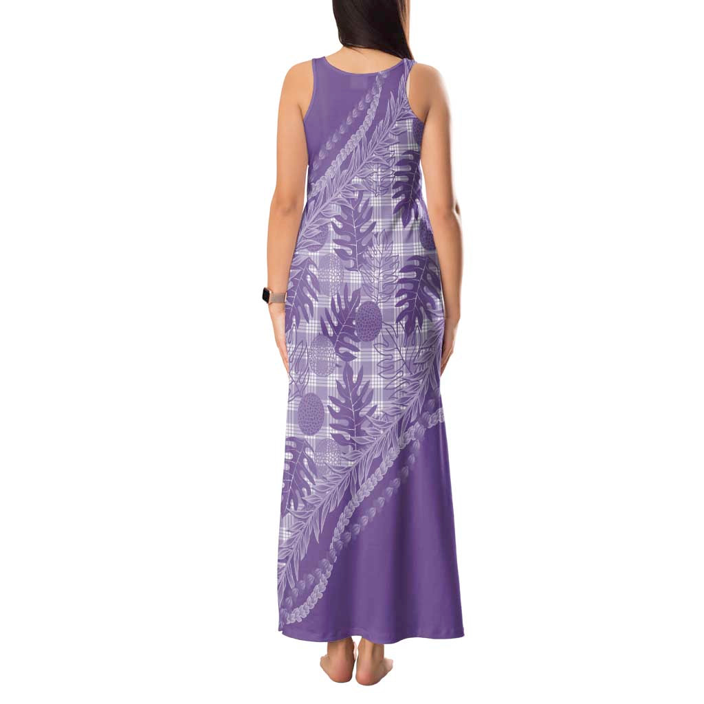 Hawaii Breadfruit Palaka Tank Maxi Dress Poni Maile Lei - Polynesian Pride