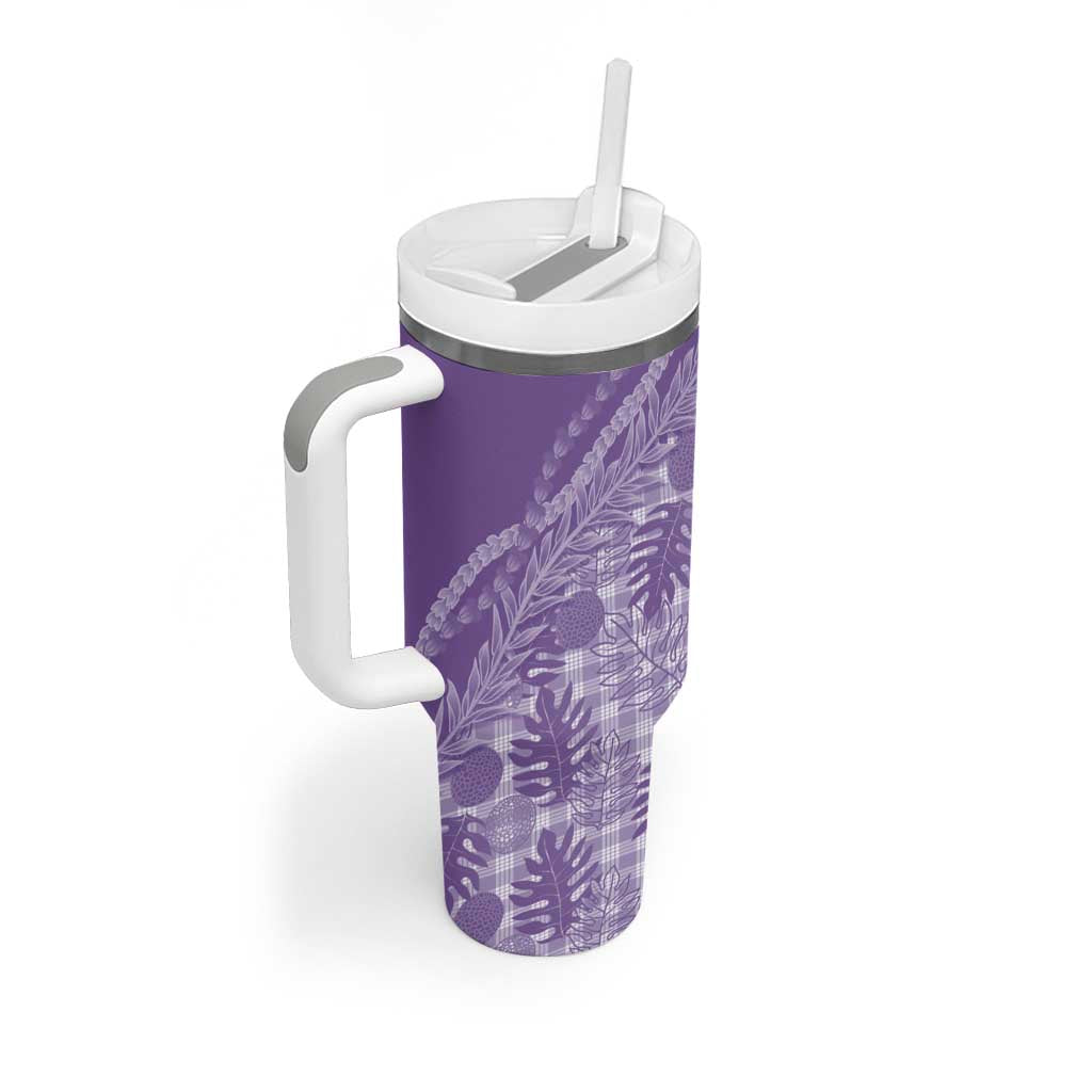 Hawaii Breadfruit Palaka Tumbler With Handle Poni Maile Lei - Polynesian Pride