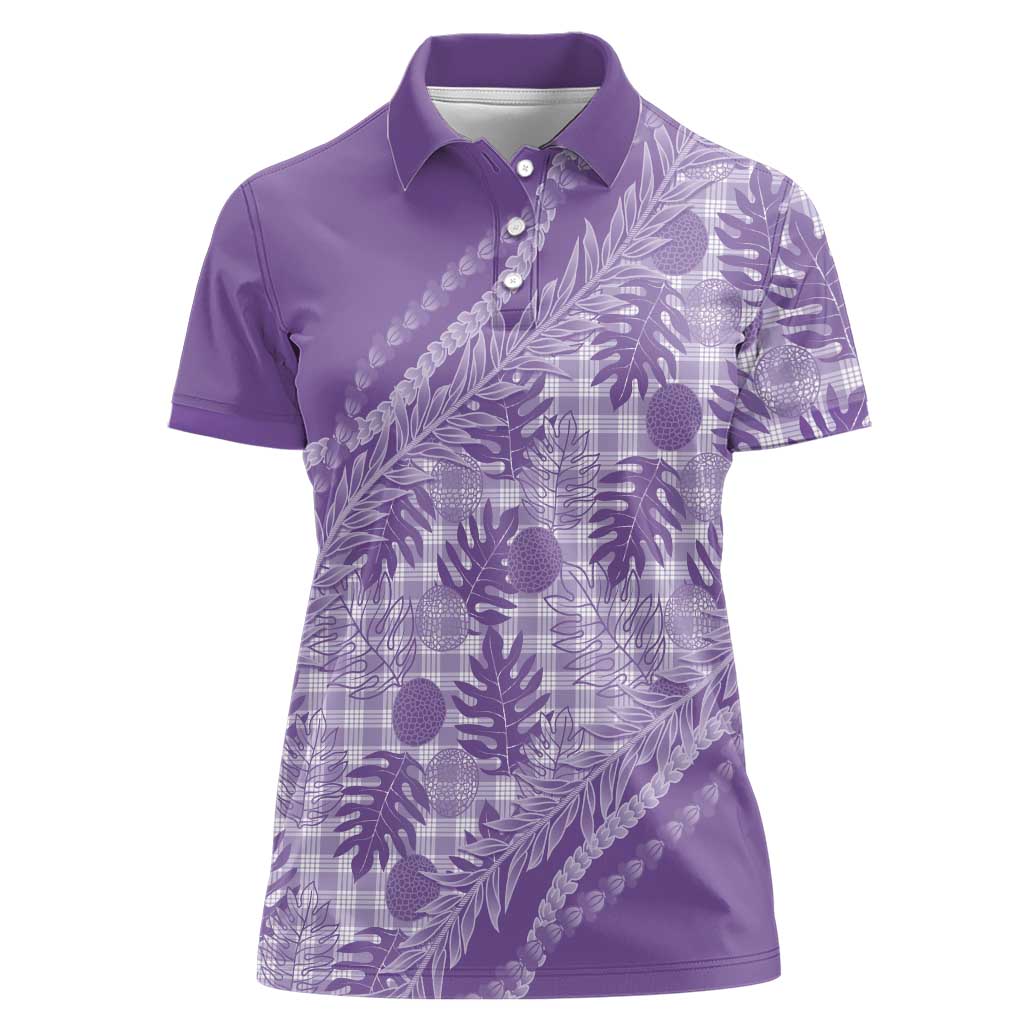 Hawaii Breadfruit Palaka Women Polo Shirt Poni Maile Lei - Polynesian Pride
