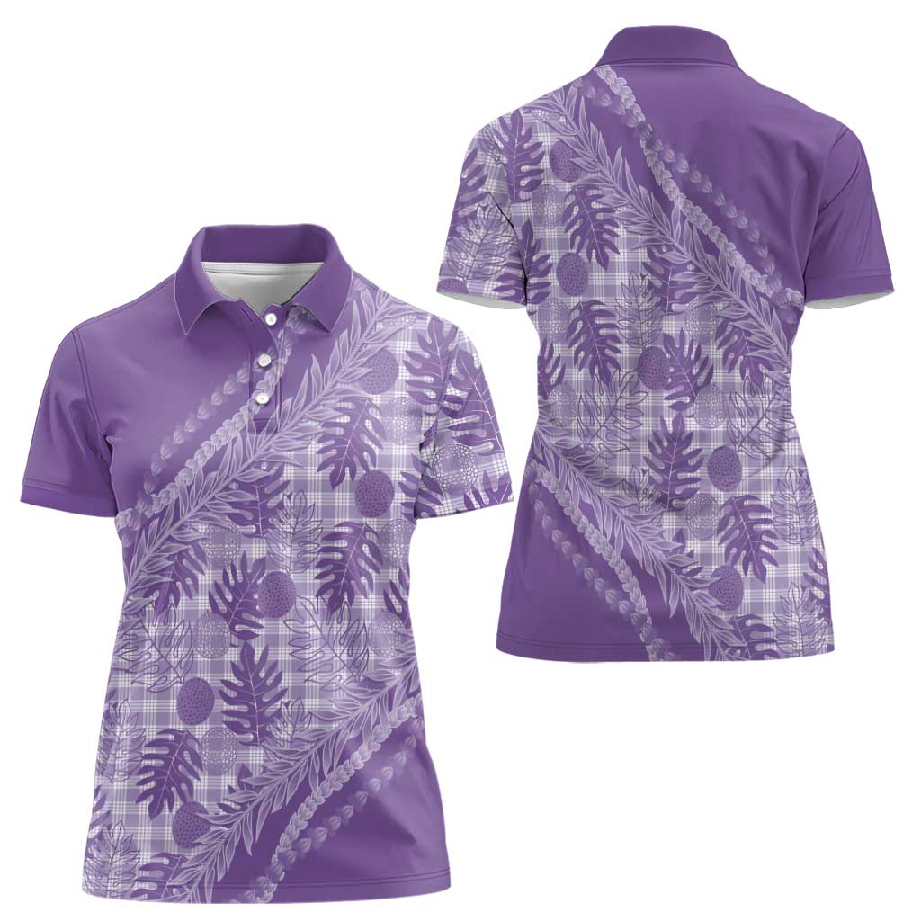 Hawaii Breadfruit Palaka Women Polo Shirt Poni Maile Lei - Polynesian Pride