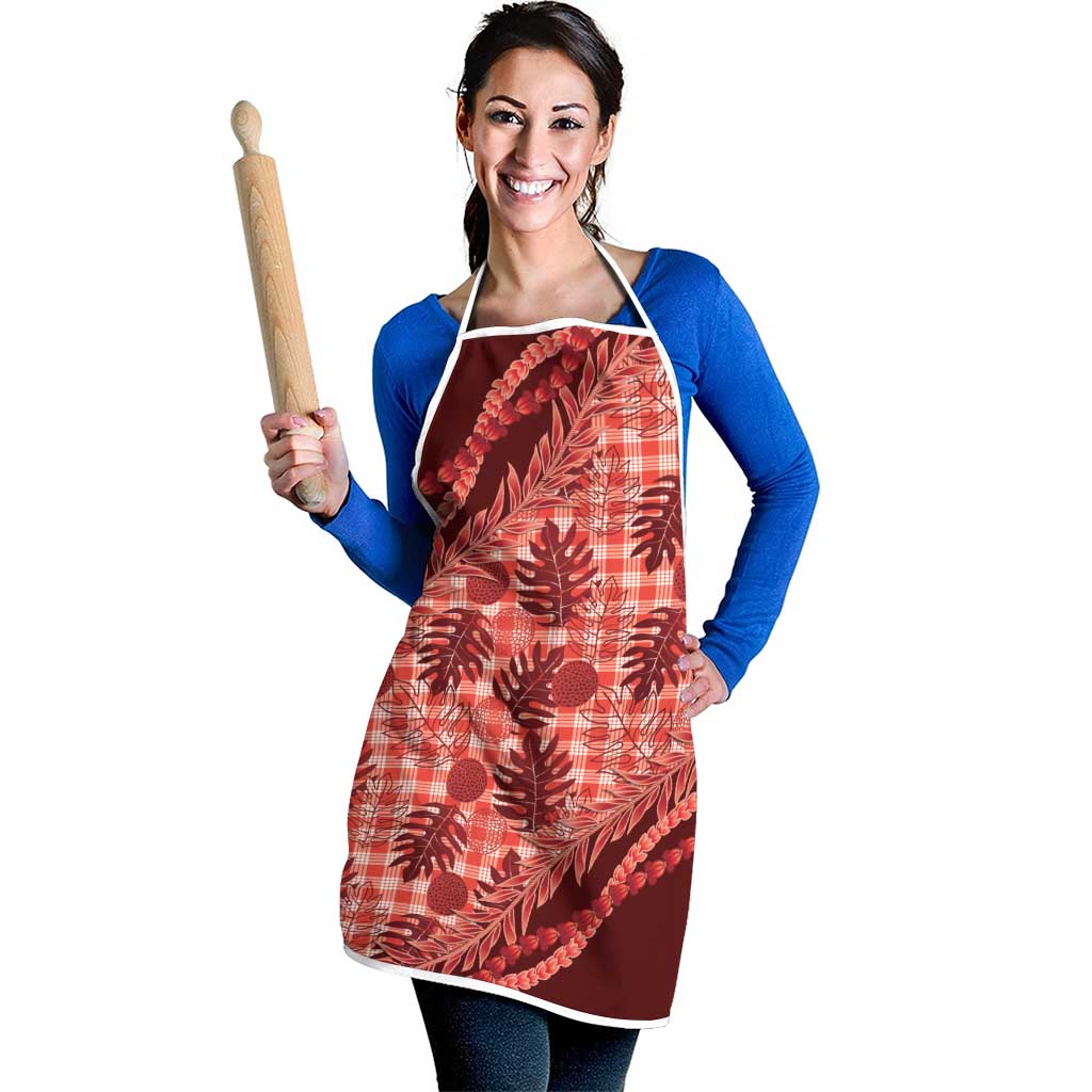 Hawaii Breadfruit Palaka Apron Ulaula Maile Lei - Polynesian Pride
