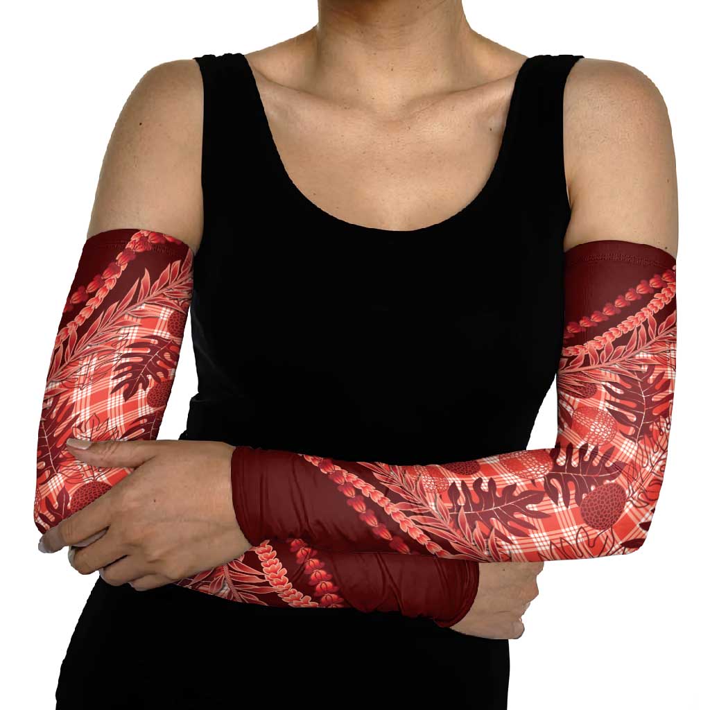 Hawaii Breadfruit Palaka Arm Sleeves Ulaula Maile Lei - Polynesian Pride