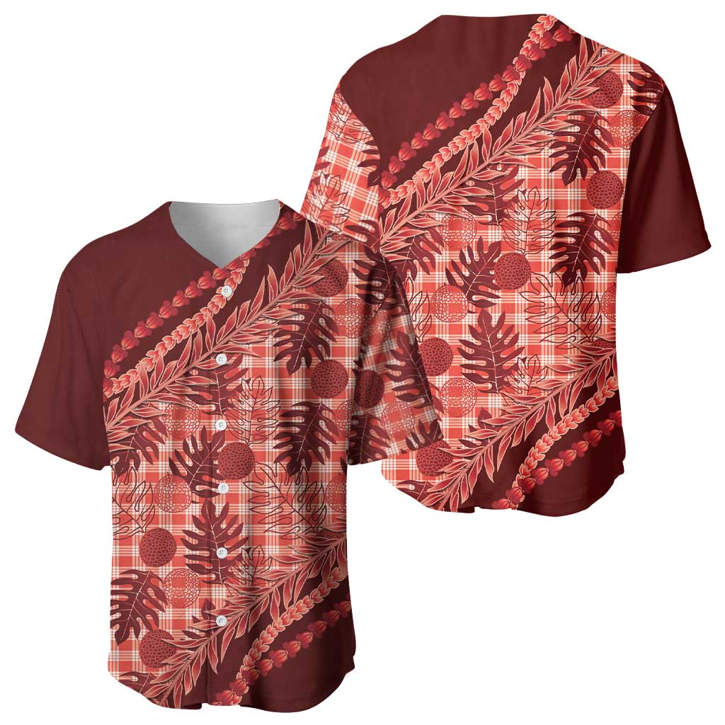 Hawaii Breadfruit Palaka Baseball Jersey Ulaula Maile Lei - Polynesian Pride