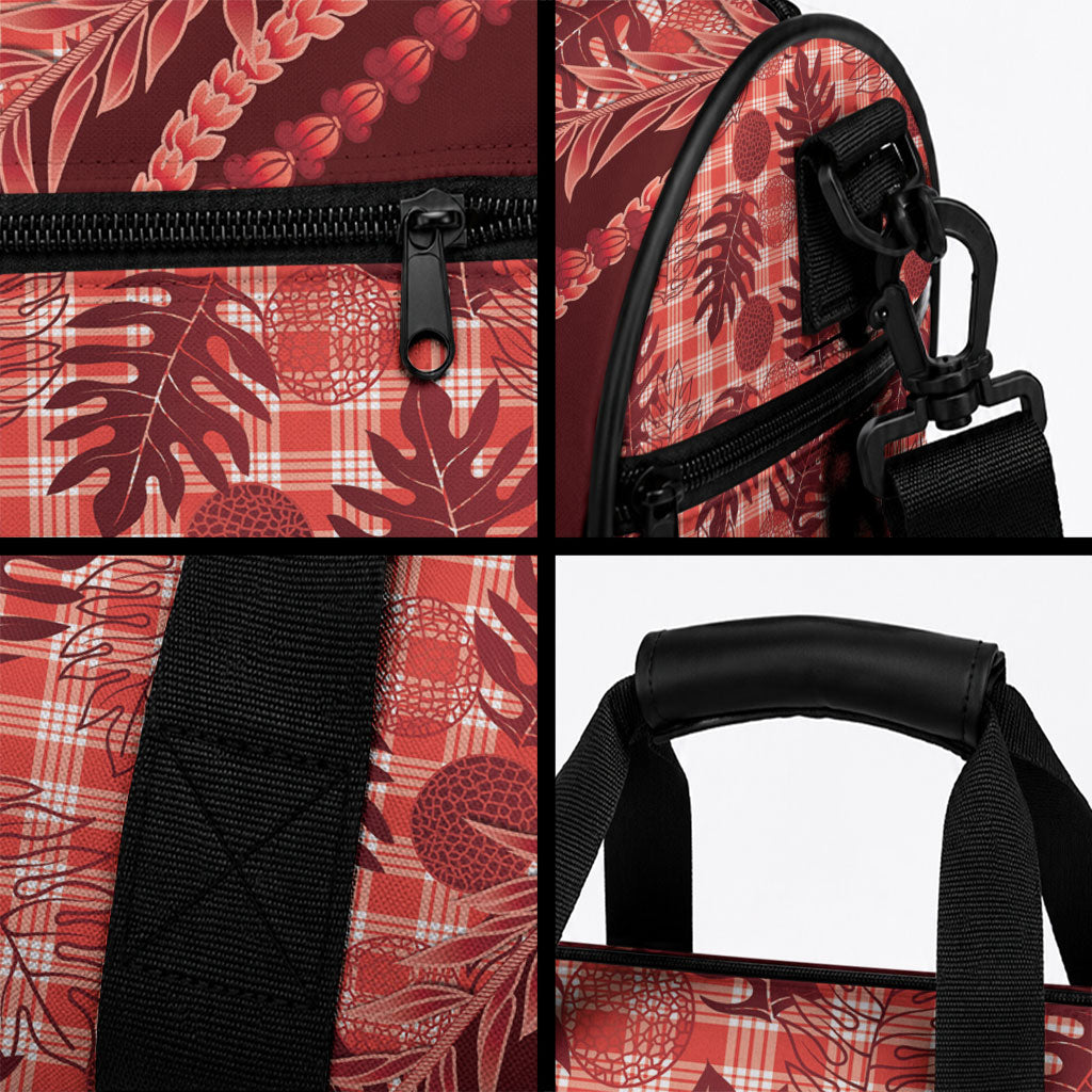 Hawaii Breadfruit Palaka Duffle Bag Ulaula Maile Lei LT9 - Polynesian Pride