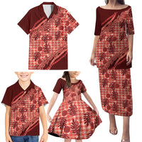 Hawaii Breadfruit Palaka Family Matching Puletasi and Hawaiian Shirt Ulaula Maile Lei - Polynesian Pride